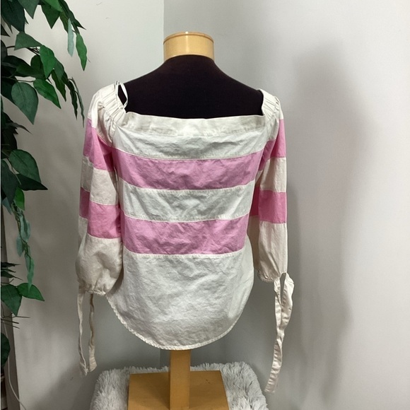 Vero Moda pink and off white top woman’s medium partial elastic neckline - Picture 4 of 16